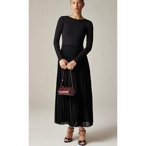 J. Crew Elegant Black Pleated Maxi Dress